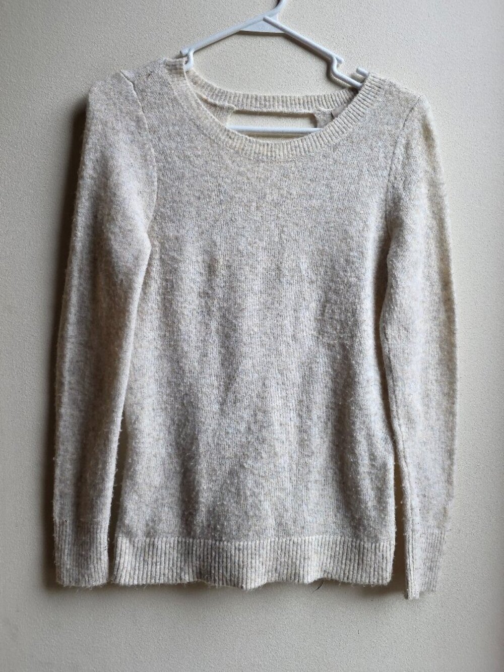LOFT Oatmeal Scoop Neck Open Cross Over Sweater Size XXS Petite